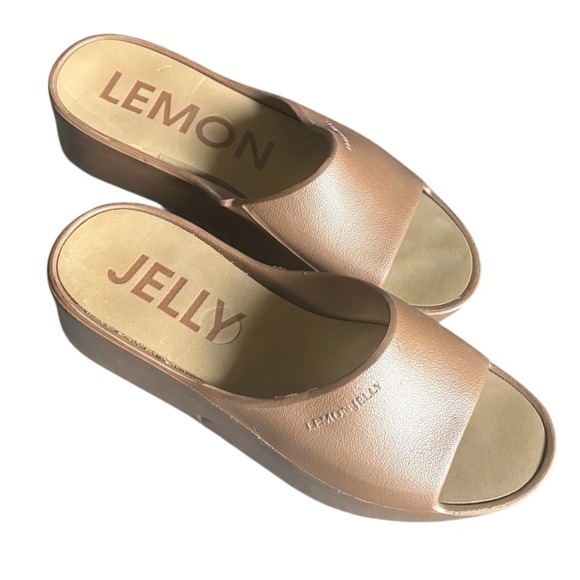 Lemon Jelly Sunny Bronze Platform Slides Sandals Size EU 40 / US 9-9.5 - Picture 1 of 6